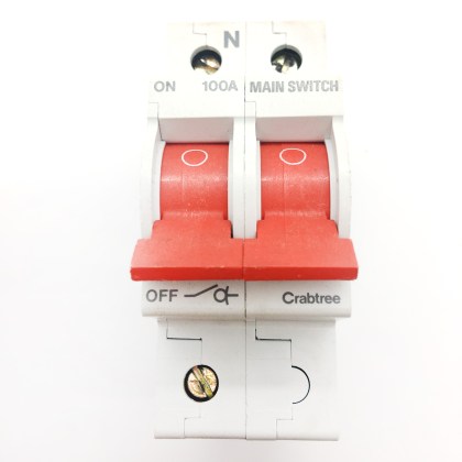 Crabtree StarBreaker 100/MI2 AC22B 100A 100 Amp 2 Double Pole Isolator Main Switch Disconnector